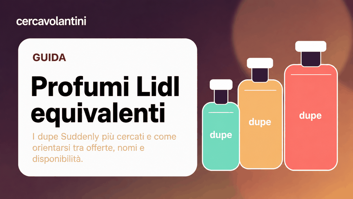 Grafica editoriale sui profumi Lidl equivalenti e dupe Suddenly