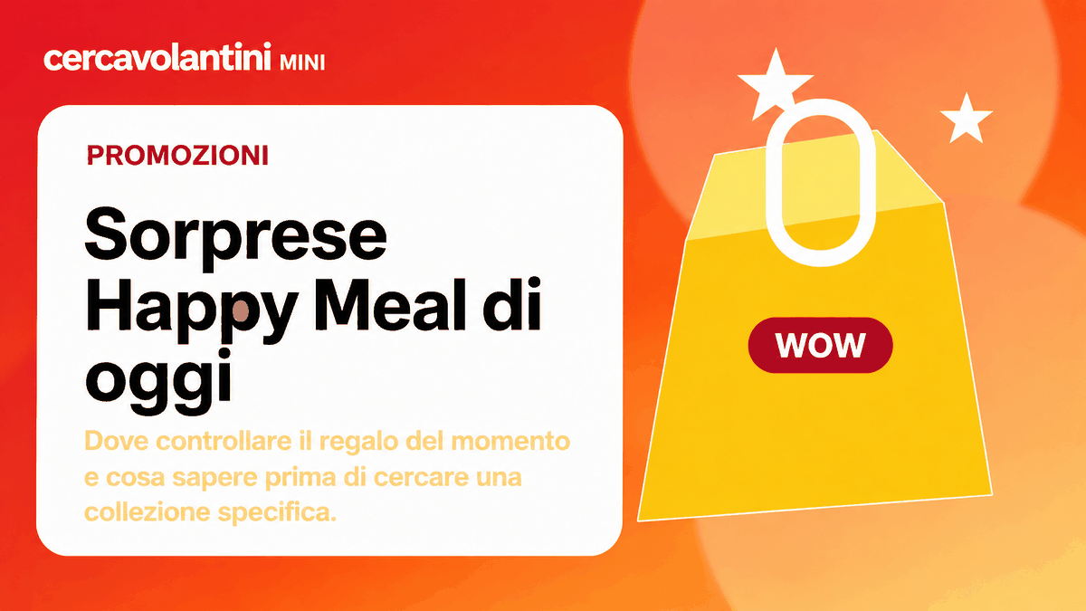 Grafica editoriale sulle sorprese Happy Meal McDonald's di oggi